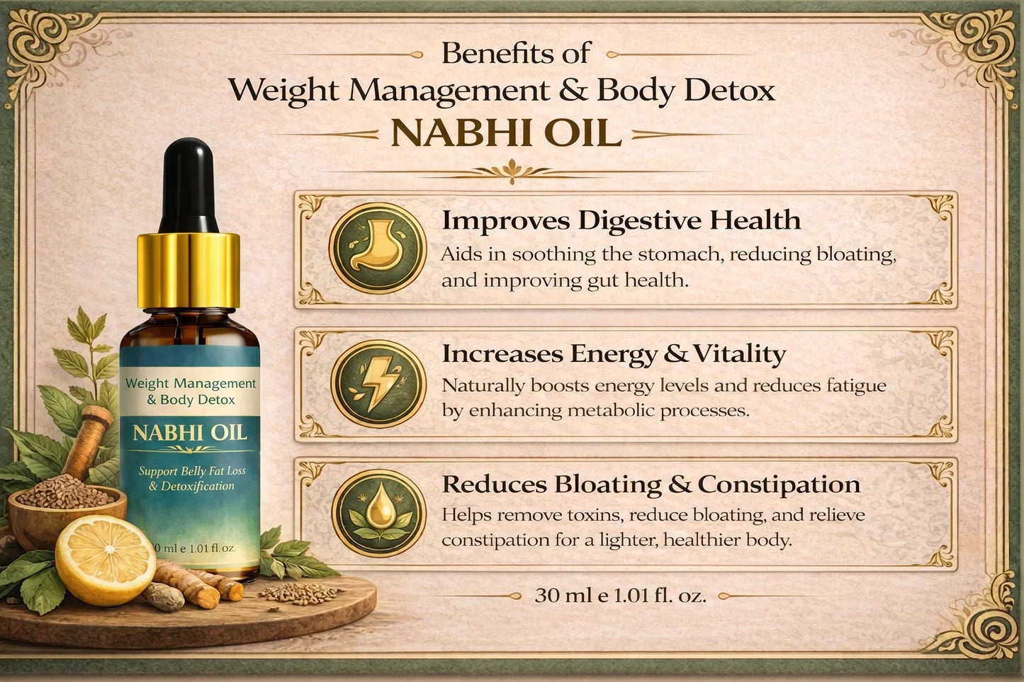 Weight Management and Body Detox Nabhi Oil🌿(Buy 1 Get 1 Free)