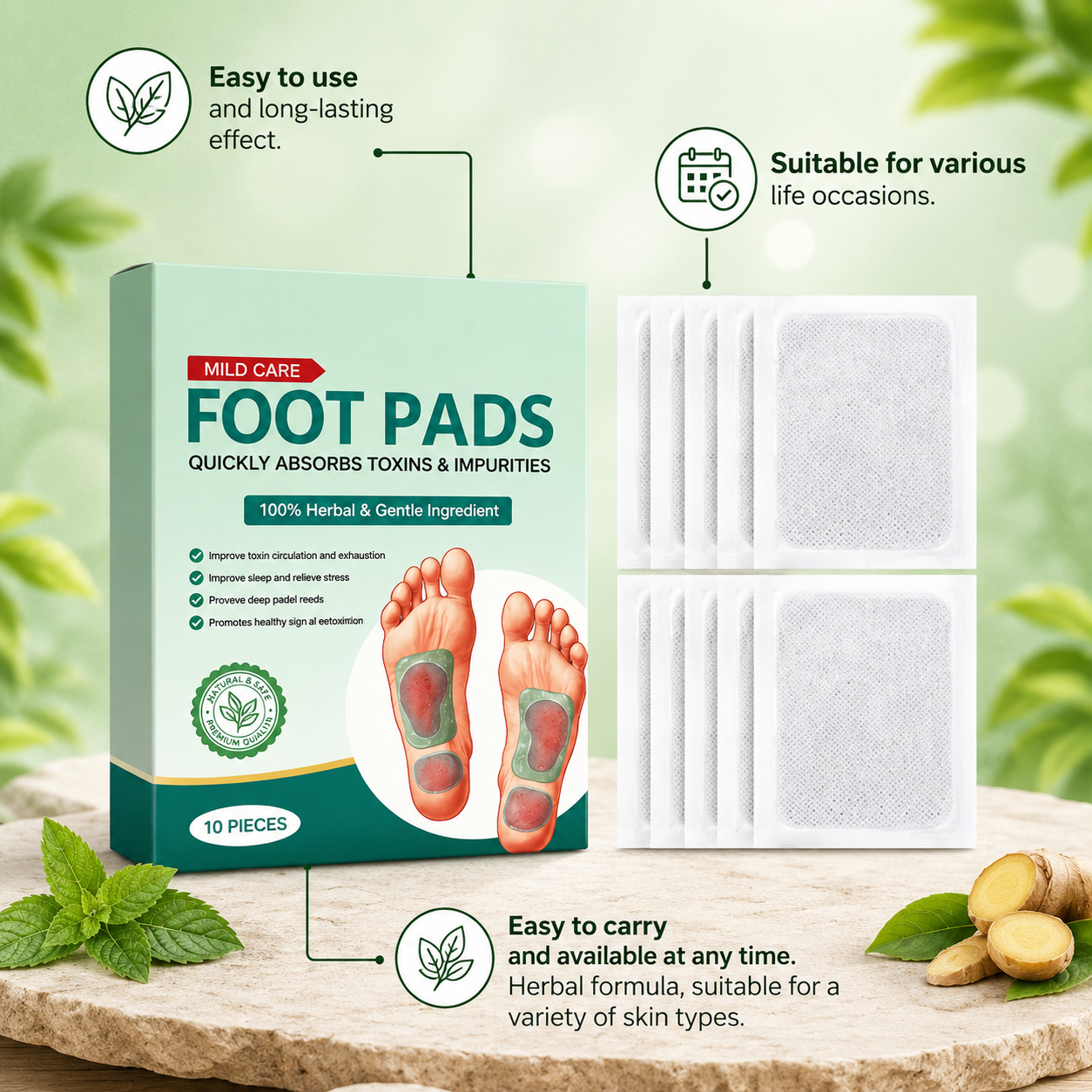 🌿 Pure Nature Foot Patches 🦶 BUY 10 GET 20 FREE 🌱 (Pack of 30)