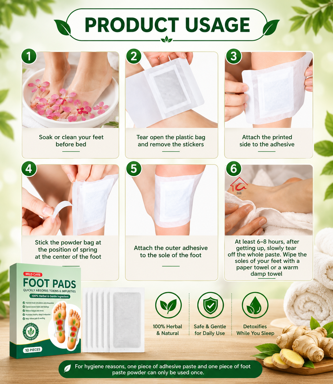 🌿 Pure Nature Foot Patches 🦶 BUY 10 GET 20 FREE 🌱 (Pack of 30)