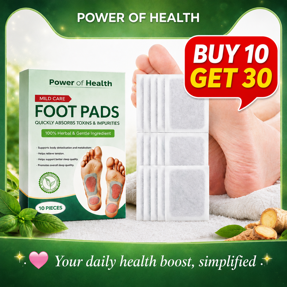 Gentle Herbal Detox Foot Pad🦶🌿 (Buy 10 Get 20 Free🎁Pack of 30)