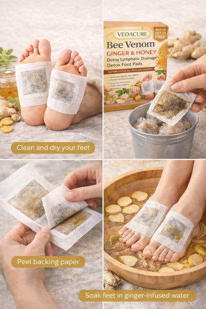 Vedacure Bee Venom Ginger & Honey Detox Pads ( BUY 10 GET 10 FREE / pack of 20)